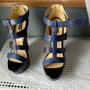 New blue womens wedges heel size 5 inches size 9